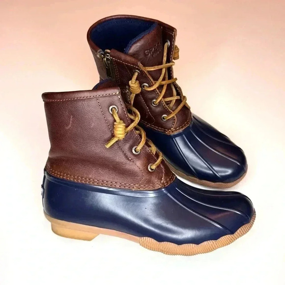 Sperry Women’s Saltwater Duck Boot Navy Blue / Brown Size- 6 - Picture 3 of 11